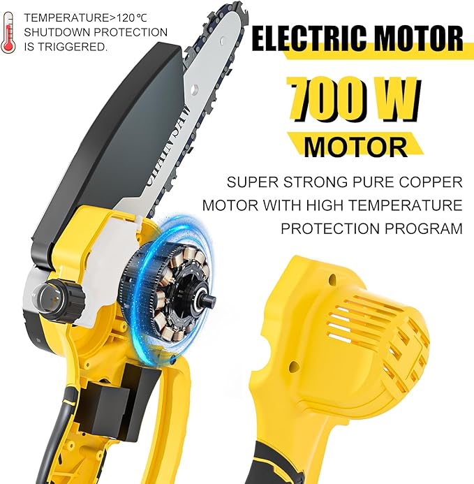 Cordless Mini Chainsaw 6 Inch, Auto Oiler &Tool-Box, One-Hand Handheld Electric Portable Chainsaw, Super Power Small Chain Saws 2x2000mAh Battery Operated, Hand Saw for Tree Wood Cutting Ranger