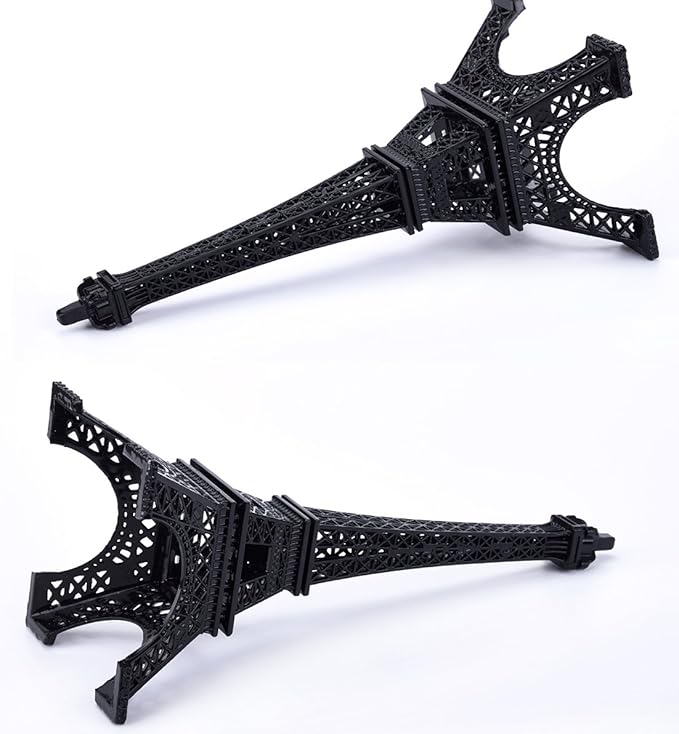 ESHATO Black Metal Eiffel Tower Statue, 10inch Decorative Figurine Replica Stand Holder for Cake Topper Table Decor Gift Party Home Decoration