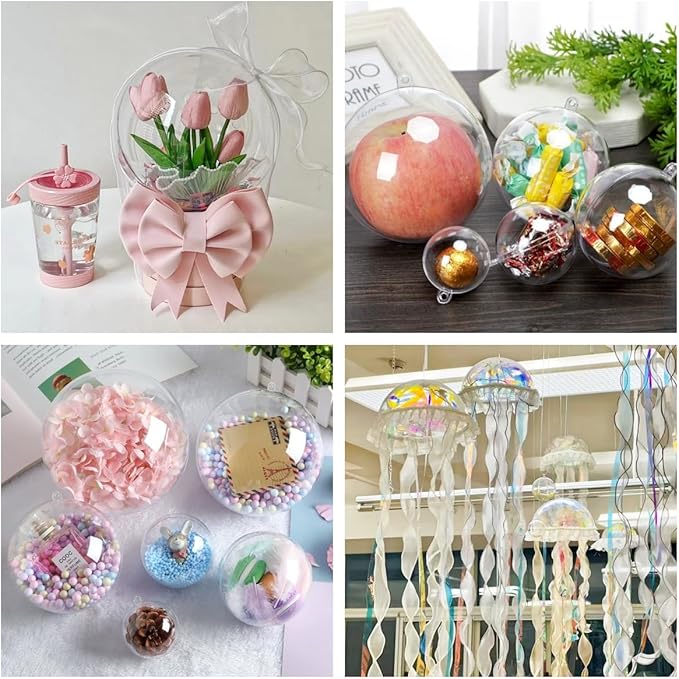 Acrylic Hollow Ball, Clear Plastic Fillable Ornaments Ball, DIY Clear Plastic Balls for New Years Present,Xmas Tree,Home Decoration,Wedding,Party (14cm/5.51inch,5pcs)