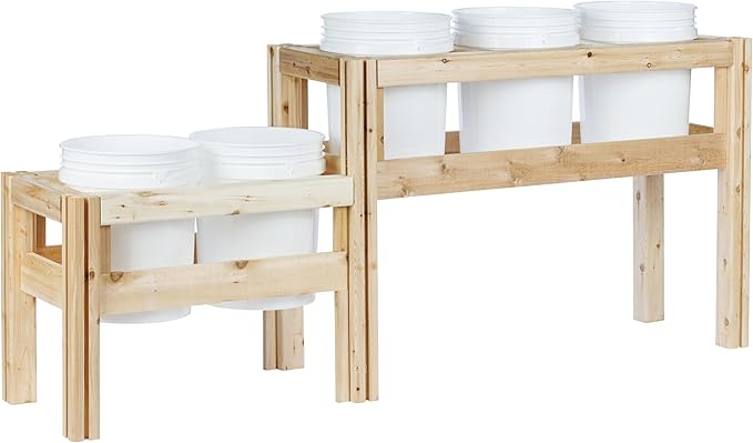 Greenes Fence Two-Tiers Five Bucket Elevated Cedar Wood Garden Frame, 69 in. x 16 in. x 30 in. - Made in USA with North American Cedar
