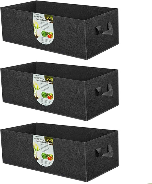ANGELIOX 3 Pack Grow Bags, 6 Gallon/24L 300G Thickened Nonwoven Fabric Garden Bed Square Flower Planter Containers Pots with Handles for Potato Onion