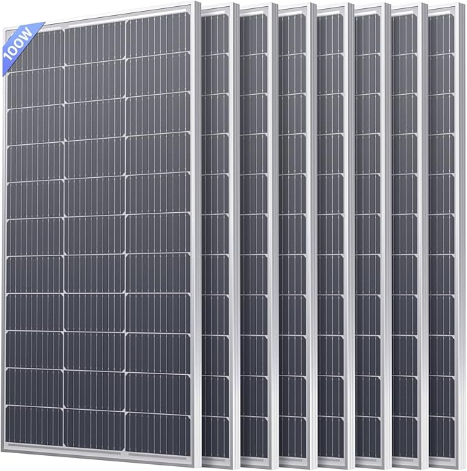 800W Solar Panel, Callsun 8PCS 12V 100 Watt Solar Panel with High-Output Design, High Efficiency Monocrystalline PV Module,Ideal for RV, Van,Camping, Marine, Rooftop,Home, Farm, Off-Grid