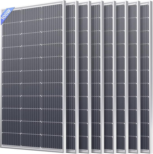 800W Solar Panel, Callsun 8PCS 12V 100 Watt Solar Panel with High-Output Design, High Efficiency Monocrystalline PV Module,Ideal for RV, Van,Camping, Marine, Rooftop,Home, Farm, Off-Grid