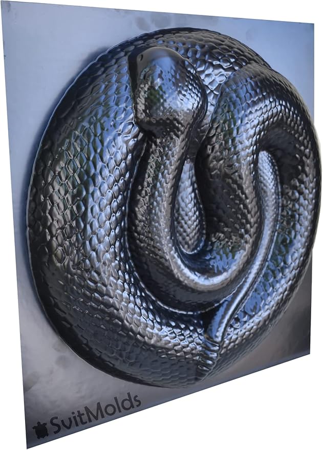 SvitMods Mold Snake DIY Statue for Garden Black ABC Plastic Concrete Cement Mould Rattlesnake Garden Decor Mold Croc for Garden Figure (D72 + D72-Smsll)