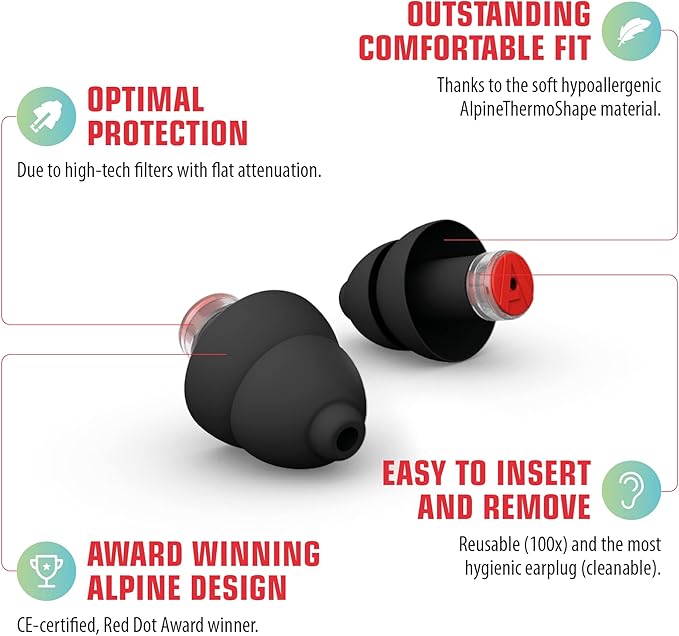Alpine Formula 1 Earplugs - Reusable Hearing Protection for Race Events and Loud environments - Noise Reduction of 22dB - Ultra Soft Comfort Filter Hearing Protection - Official F1 Product