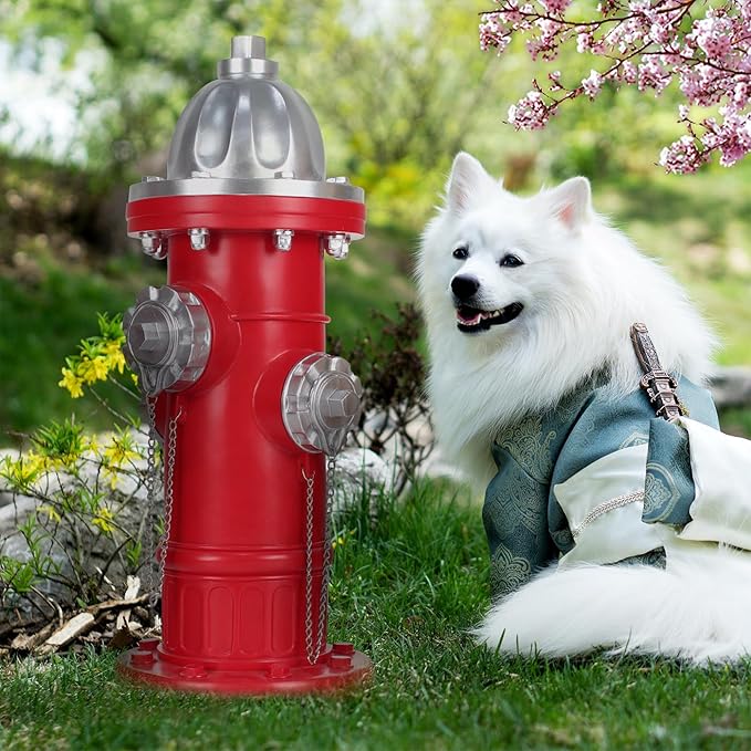 Dog Fire Hydrant Pee Post Statue with 4 Stakes, Puppy Fire Hydrant for Dogs to Pee On Fake Hydrant Statue Pee Post Training Tool Yard Garden Lawn Ornament Outdoor Statue