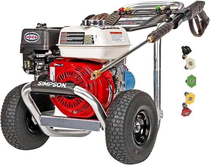 Simpson Cleaning 3400 PSI Gas Pressure Washer, 2.5 GPM Power Washer for Commercial Use, Honda GX200 Engine, 25-Foot Hose, Aluminum Series, 49-State (ALH3228-S)