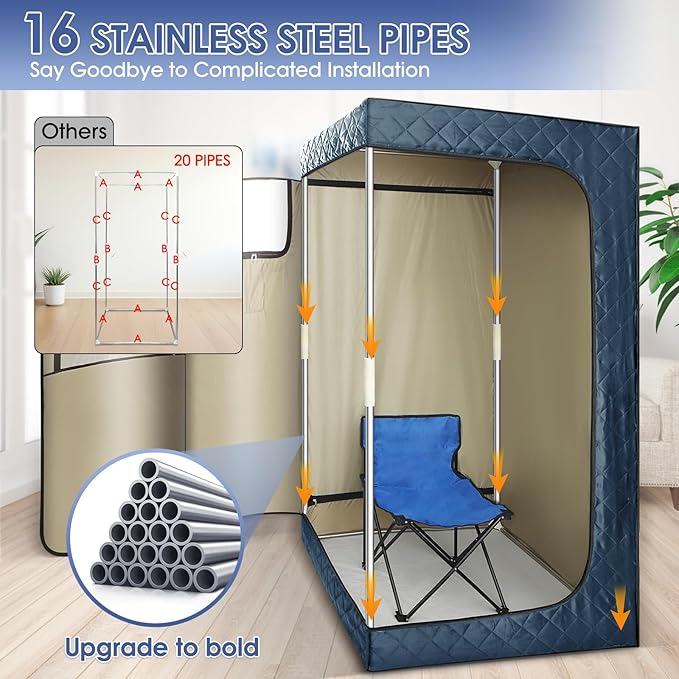 Portable Steam Sauna Tent for Home – Dual Mode Standing/Sitting Sauna Box with 9-Level Temperature Control (95-140°F), 3L Steamer & Wireless Remote, Large Size 72 Auto Shut-Off