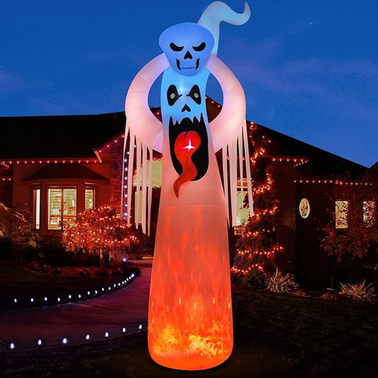 DomKom Halloween Inflatable Blow Up Decorations, 12FT Giant Terrible Spooky Ghost, Built-in LEDs for Holiday Party, Garden, Lawn, Yard, Patio Décor