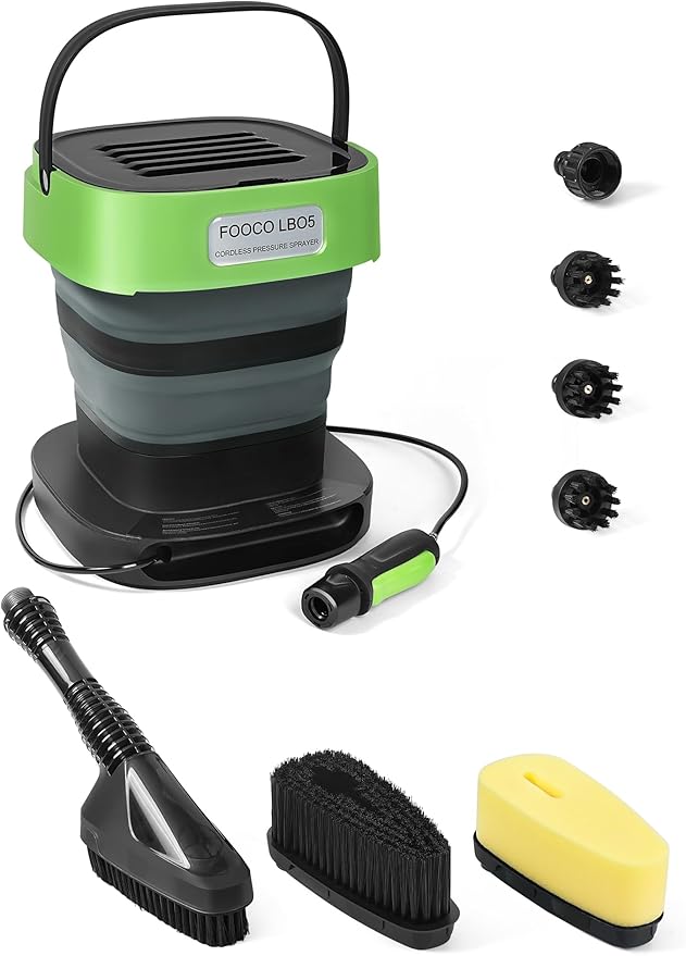 Portable Pressure Washer with 3.2 Gal Water Tank, Auto-Retract & Any-Length Lock Hose Water Hose, for Rinseless Car Wash, HVAC Coil Cleaning, Pet Care & Outdoor Use
