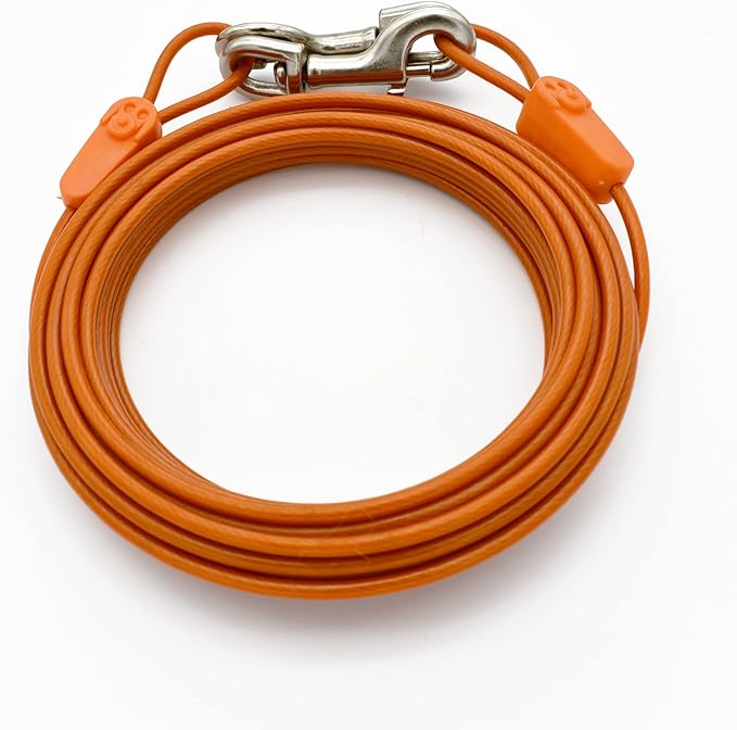 IntelliLeash 30FT Tie-Out Cables for Dogs - Strong, Safe, and Durable Dog Tie-Outs for Every Breed up to 125 Pounds - Weather and Wear Resistant Galvanized Aircraft Cable for Outside Use