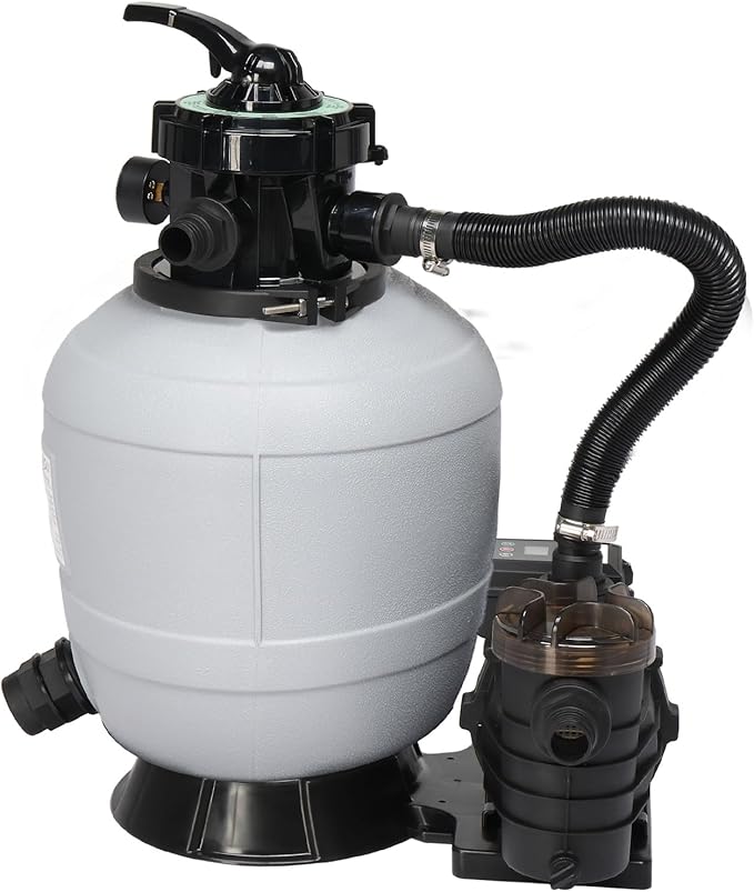 VINGLI Sand Pool Filter 14in Tank with A 3/4HP Pool Pump 115V,24H Timer Above Ground Inground Swimming Pool Pump with Filter Basket,3435GPH