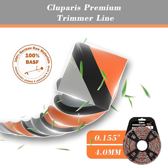 Cluparis 151-Feet Super Heavy Duty Trimmer Line .155-Inch-by-1-Pound Twist Pro Trimmer Line Bulk 3-Component Tri-Extrusion Weed Eater String with Super Line Cutter