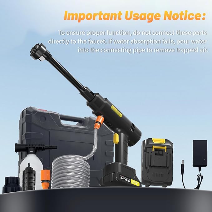 Cordless Pressure Washer with 6-in-1 Nozzle, Portable Battery Powered Pressure Washer Handheld with 2 Battery, 6L/min Portable High Pressure Cordless Power Washer for Car/Floor/Patio Cleaning.