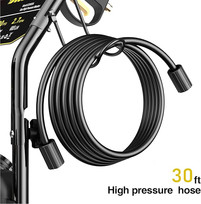 BLUBERY 3600 PSI Gas Pressure Washer, 2.7 GPM Heavy Duty High Power Washer, 30Ft Pressure Hose&Soap Tank,5 Pressure Nozzles,Black