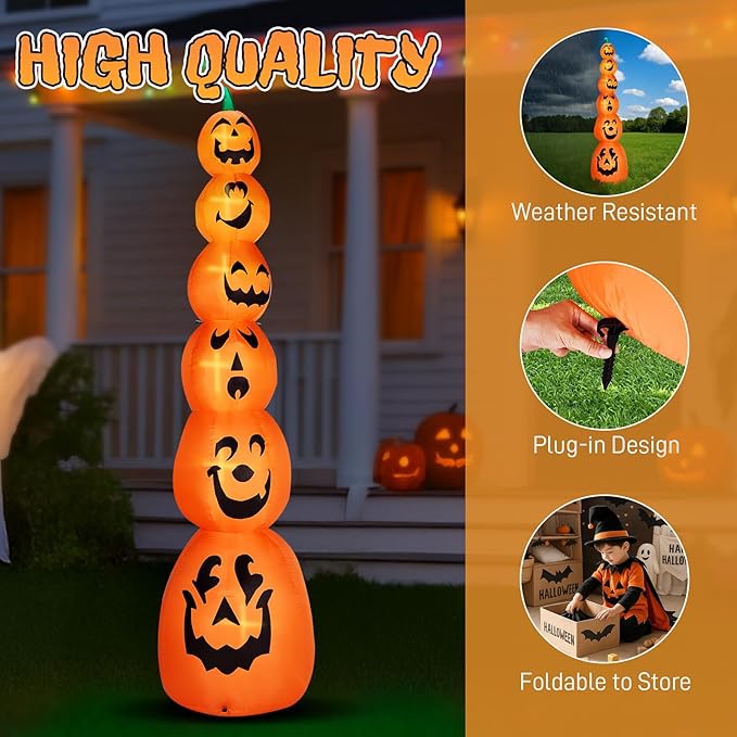 AW 9FT Halloween Inflatable Pumpkins Blow up LED Lights Outdoor Party Decorations