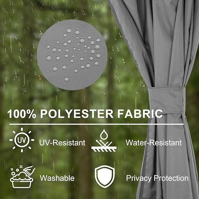 BPS 10' x 12' Gazebo Curtain Privacy 4-Panel Sidewall Outdoor Replacement Shade (Only Curtain)
