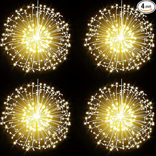 Admitrack String Lights Christmas Lights,198 LED 8 Modes Dimmable with Remote Control, Waterproof Copper Wire Decorative Hanging Lights for Party Patio Garden Decoration (Warm White, 4PC)