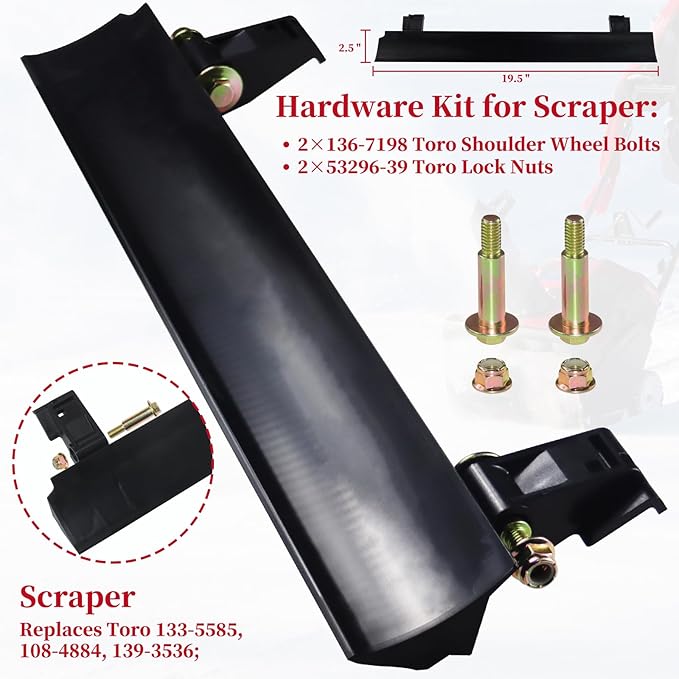 GELASKA 99-9313 Paddles with 133-5585 Scraper Replaces 125-1128, 55-9250, 55-9251, 88-0771, 108-4884, 139-3536, 161-0963 for Toro Power Clear 210, 221, 421, 621E, 621R, 721E 721R CCR6053 Snowthrowers