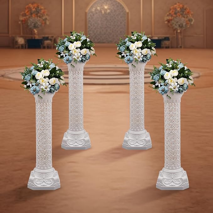Roman Columns Wedding Column Stand Roman Pillar Plant Stand Plastic Greek Column Statue Pedestal Flower Pot Holder Decor, Elegant Decorative Column for Wedding Event Party, White