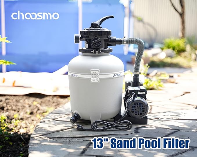 13" Sand Filter System with 6-Way Valve Pool Pump 2500GPH Easy to Use for Above Ground Pools