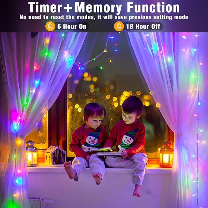 200 LED String Lights Indoor Outdoor 66ft Connectable Multicolor Christmas Lights 8 Modes Clear Wire Waterproof, Plug in Twinkle String Lights for Bedroom Christmas Tree Dorm Yard Home