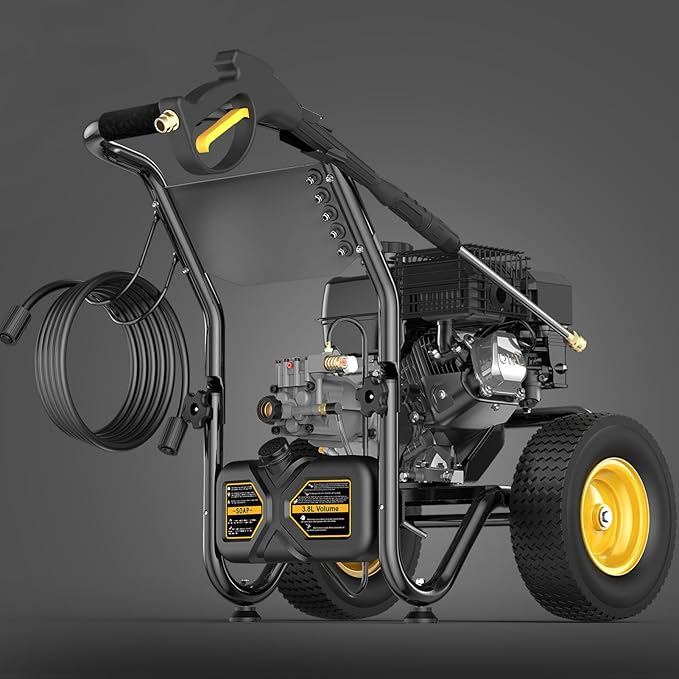BLUBERY Gas Pressure Washer, 3600 PSI Pressure Washer，2.7 GPM Heavy Duty Power Washer, 30 feet Pressure Hose&Soap Tank,4-Stroke OHV 212cc Engine,Portable Industrial Style,Black