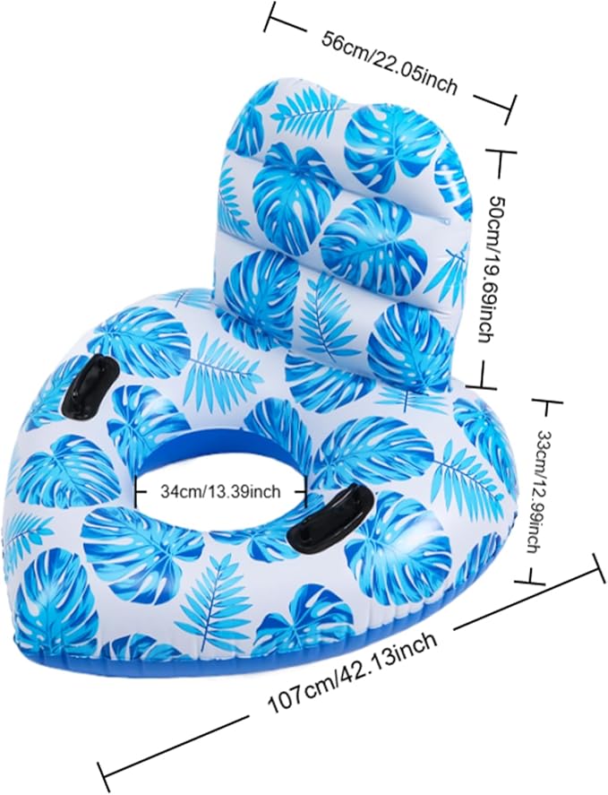 Inflatable Pool Float Lounger - XL Pool Floats,River Tube Floating Chair Sofa with Big Backrest, Blow Up Floaties Lake Raft Lounge with Handle Pool Party for Adults