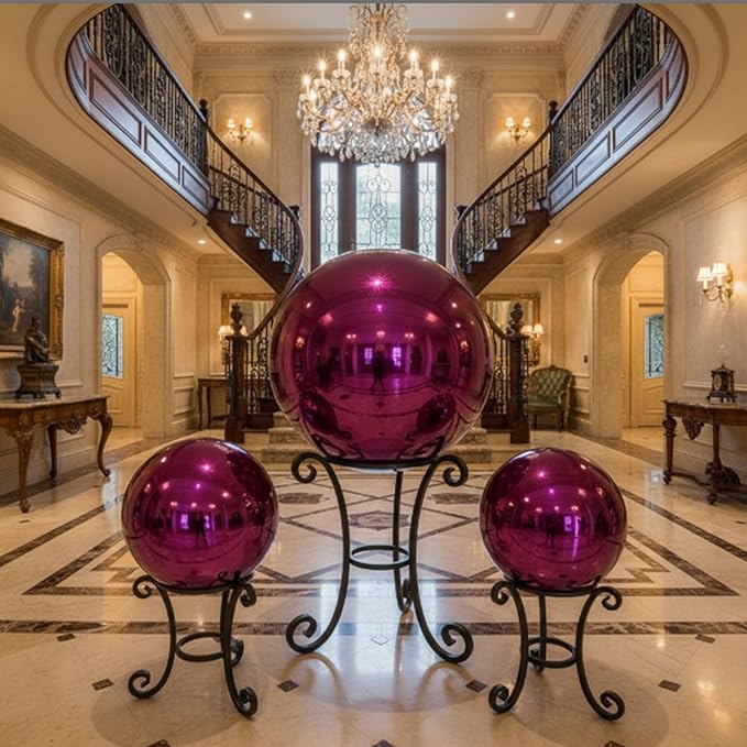 Decorative Garden Gazing Ball, Home Garden Gazing Globe Mirror Balls, Polished Stainless Steel Shiny Sphere, Ideal As a Housewarming Gift (Dia:25cm/10 inches)