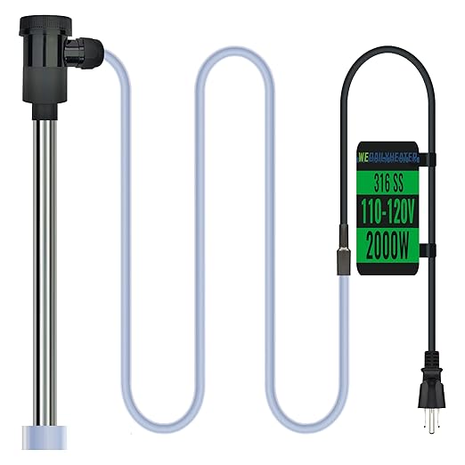 2000W Immersion Water Heater for Hot Tub & Above Ground Pool – Portable Fully Submersible Electric Heater with Auto Shut Off & Wifi Timer for Bathtub, Inflatable Pool and Baptismal pool