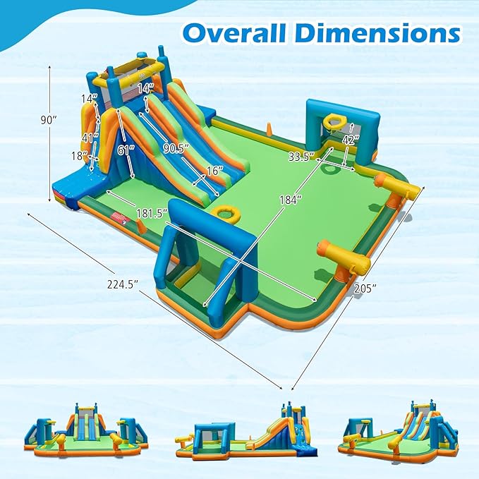 BOUNTECH Inflatable Water Slide, 19x17FT Kids Mega Waterslide Park w/Dual Slides for Racing Fun, 1100W Blower, Splash Pool, Blow up Water Slides for Big Kids and Adults Outdoor Backyard Party Gifts