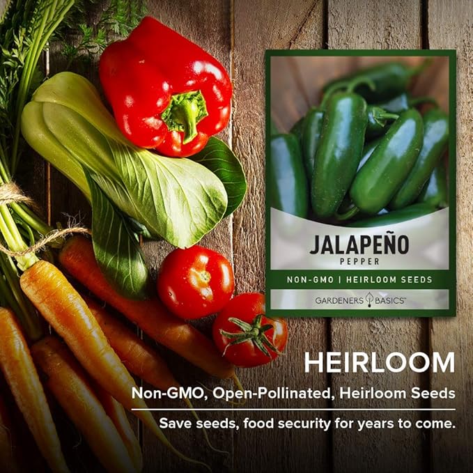 Gardeners Basics, Jalapeno Pepper Seeds for Planting Heirloom Non-GMO Jalapeno Peppers Plant Seeds for Home Garden Vegetables Makes a Great Gift for Gardeners