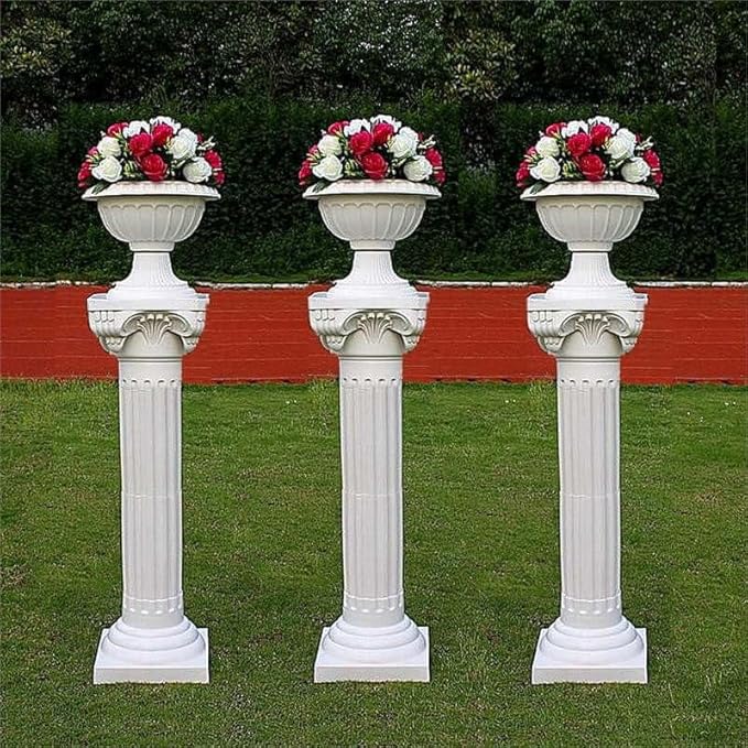 Efavormart 4 Pack 36" Tall White PVC Height Adjustable Empirical Roman Inspired Pedestal Column Plant Stand