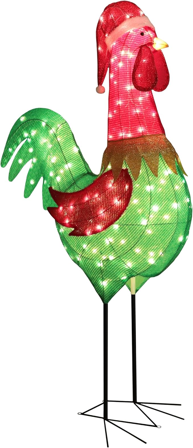 VEIKOU 6FT Christmas Decorations Outside Rooster, Outdoor 3D Light-up Chicken Hen Roster Christmas Decorations Outdoor for Yard Xmas Lawn Porch Holiday
