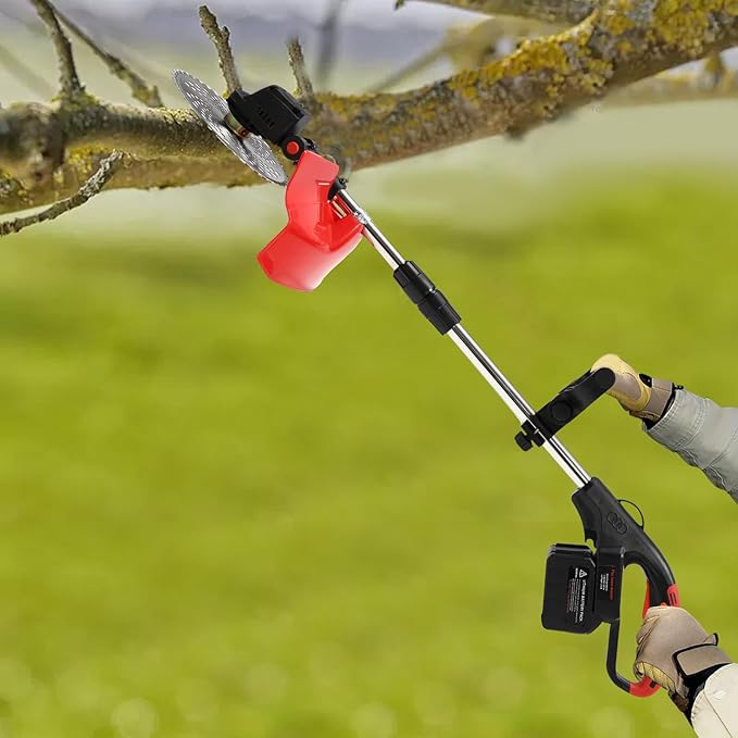 Electric Weed Wacker Eater Cordless, 21V Lightweight No-String Weed Trimmer with 2x3000mAh Batteries 3 in 1 Stringless Grass Trimmer/Edger/Brush Cutter with 3 Types Blade for Garden Yard Lawn