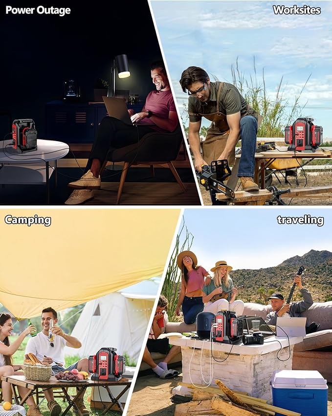 350W Power Inverter for Craftsman 20v V20 Battery, 2-Ports DC 20V to AC 110-120V Pure Sine Wave Battery Inverter with 3 USB-A Port, 1 USB-C Port,300lm LED Light for Camping Travel Emergency(Tool Only)