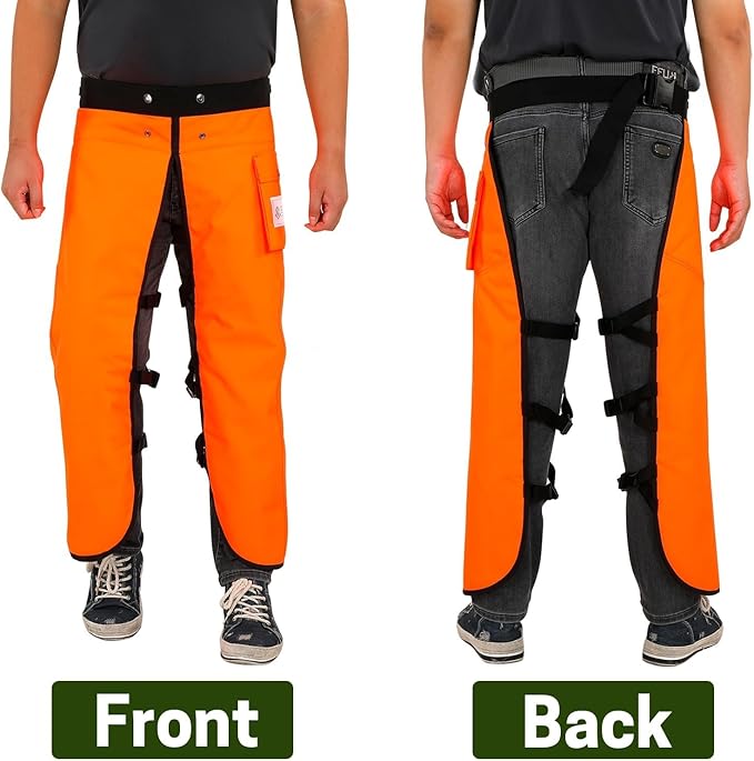 Chainsaw Chaps Apron Wrap 8-layer for Men/Women Loggers Forest Workers Protective Chain Saw Pants Adjustable
