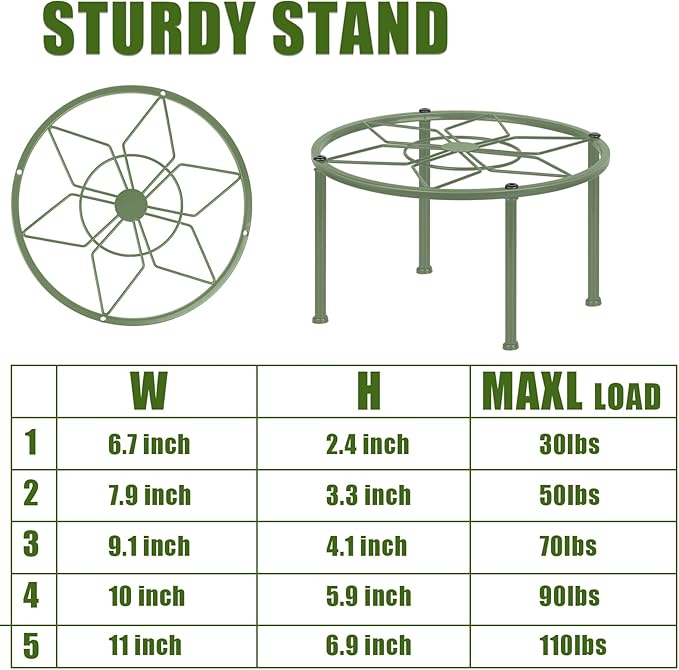 Metal Plant Stands, Anti-Rust Iron Flower Pot Stand, Heavy Duty Plant Pot Shelf, Decoration Racks for Home Indoor and Outdoor 10 Pcs (Green)
