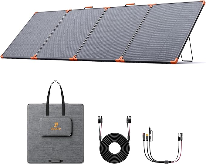 N-Type 16BB 350W Portable Solar Panel for Power Station,Camping Essentials,43V Foldable Solar Charger 25% High Efficiency IP68 Waterproof 4 Reinforced Kickstands for Camping RV Offgrid Living