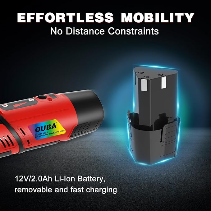 Electric Chainsaw Sharpener Kit - Cordless Chain Saw Sharpener Tool 54 PCS Sharpener Accessories, with Diamond Sharpening Wheels, Wrench for All Chainsaw Chains