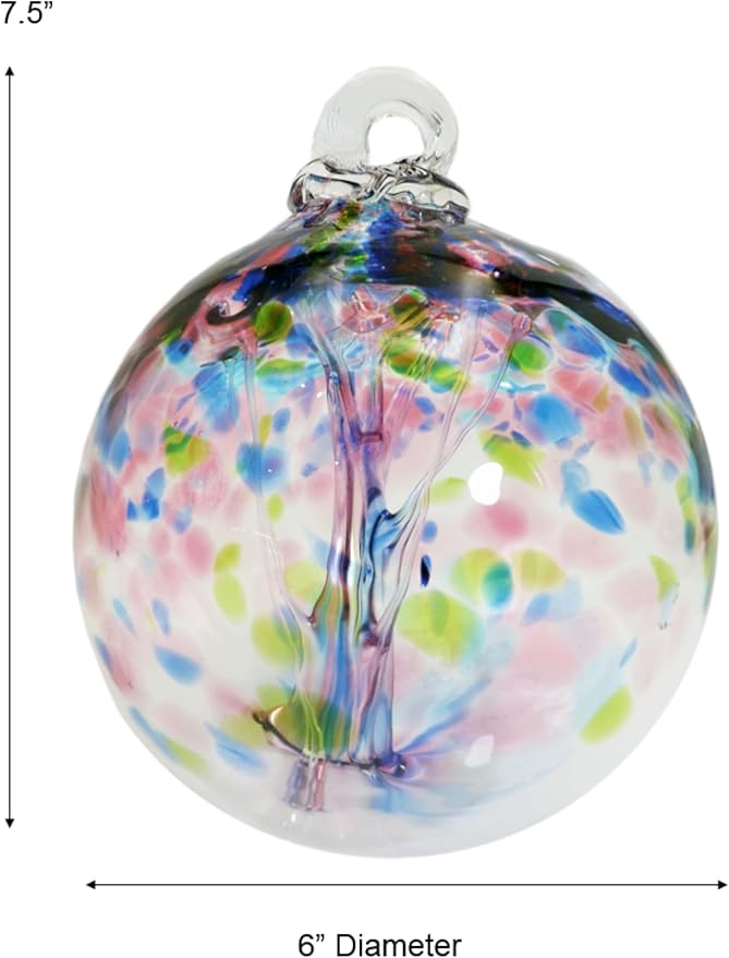 Dale Tiffany Hand Blown Glass, 6" Diameter Hope, Tree of Life Collection, Witch Globe Hanging Garden Indoor/Outdoor Decorative Ornament Gazing Ball