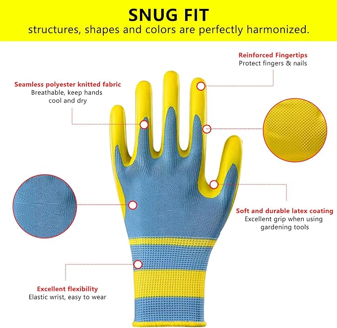 gardening gloves 12 Pairs for work cleaning welding or mechanix material cotton rubber or latex for women or men