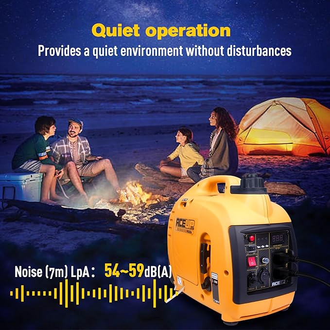 Aceup Energy 1500 Watt Portable Inverter Generator, Gas Powered Generator Ultra- Quiet for Home, EPA Compliant