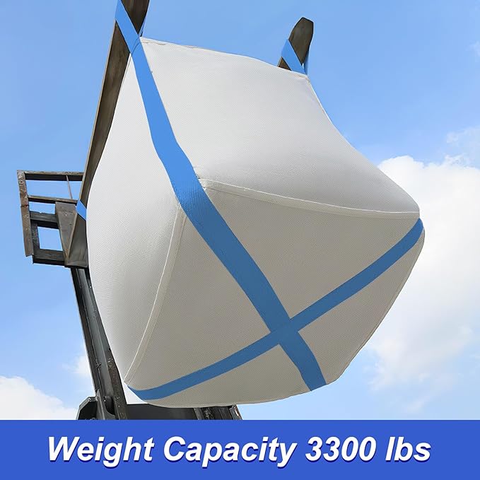2 Pack FIBC Bulk Bag, 1.5 Ton Bag, 35"L x 35"W x 43"H, 3300lbs SWL, Duffle Top Flat Bottom, Heavy Duty Bulk Bags for Industry Agriculture
