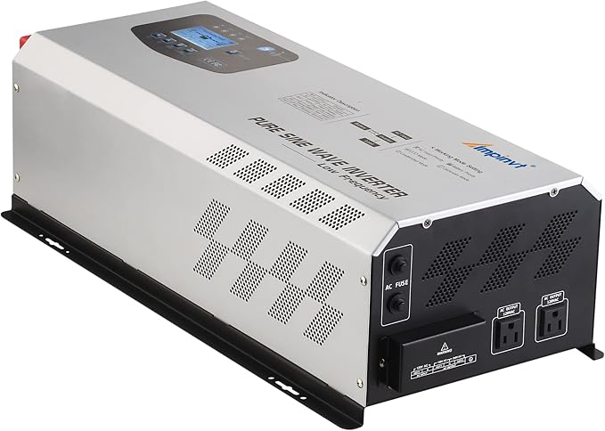 Ampinvt 5000W Peak 15000watts Pure Sine Wave Power Inverter 24V DC to 120/240V AC Split Phase with Battery AC Charger,Off Grid Low Frequency Solar Inverter for Home
