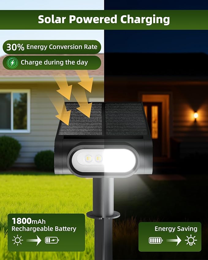 EZVALO Solar Spot Lights Outdoor Waterproof IP67, 3 Lighting Modes Landscape Spotlights, Efficient King-Size LEDs, Solar Powered for Garden Yard Pathway (4Pack-Cool White)