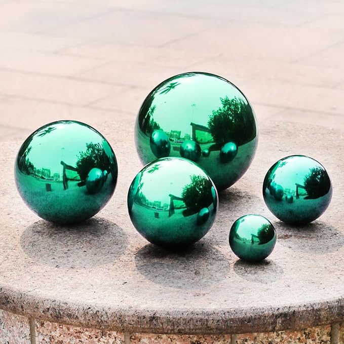Stainless Steel Gazing Ball,10inch Green Gazing Globe