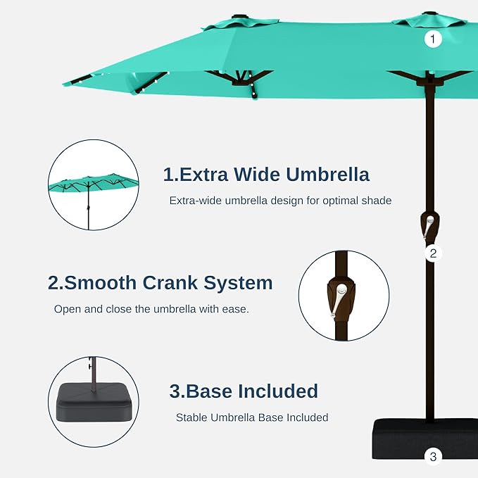 13FT Double Sided Patio Umbrella with LED Lighted