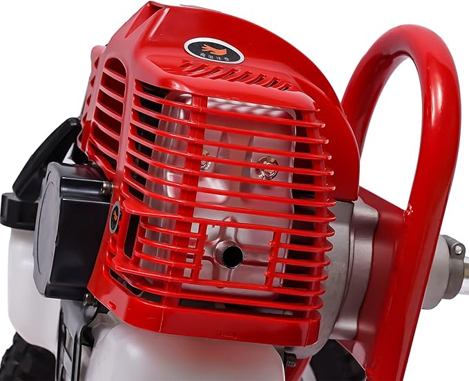 49CC Gas Powered Lawn Mower Two Stroke Hand Push Weeder 2 in 1 Lawn Mower Trimmer with Weeding Blade & 2 Loosening Blades 1.8Kw Walk Behind Lawn Mower for Home, Yards, Gardens, Small Farms