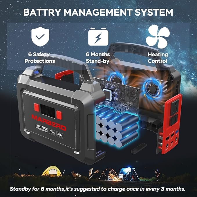 MARBERO Solar Generator 296Wh Portable Power Station with Solar Panel 60W Included Power Bank with AC Outlets 300W Pure Sine Wave with Foldable Panel Set for Camping Home Outdoor Emergency